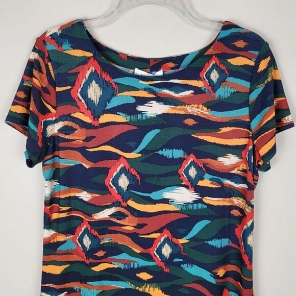 Nine West Size M NEW Stretch Multicolor Knee Lenght Shift Dress Short Sleeve - Picture 2 of 11